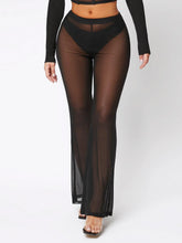 SXY Sheer Mesh Flare Leg Pants Without Panty
